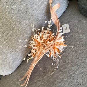Apricot Peach Ivory Fascinator Kentucky Derby Wedding Hat Headpiece for Women